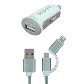Kit chargeur 12 - 24 V + câble 2 en 1 micro-USB - IPhone - Auto-T