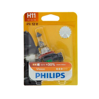 Ampoule Vision H11 - 12 V - PGJ19-2 - 55W - Feux de route - Feux antibrouillard - Feux de croisement - Philips