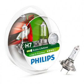 2 Ampoules Extra lifetime H7 - 12 V - PX26d - 5W - Feux de route - Feux antibrouillard - Feux de croisement - Philips