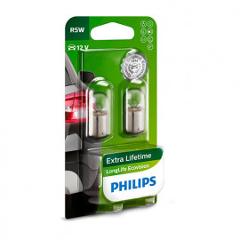 2 Ampoules Extra lifetime R5W - 12 V - BA15s - 5W - Veilleuse - Plaque - Plafonnier - Boîte à gants - Coffre - Philips
