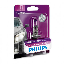 Ampoule Vision Plus H1 - 12 V - P14,5s - 55W - Feux de route - Feux de croisement - Feux antibrouillard - Philips