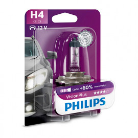 Ampoule Vision Plus H4 - 12 V - P43t-38 - 60-55W - Feux de route - Feux de croisement - Feux antibrouillard - Philips