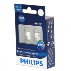 2 Ampoules LED W5W - 12 V - W2,1x9,5d - 5W - Clignotant - Plafonnier - Feux de route - Feux de croisement - Philips