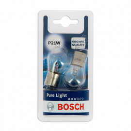 2 Ampoules Pure light P21W - 12 V - BA15s - 21W - Clignotant - Stop - Feux de recul - Feux de brouillard - Bosch