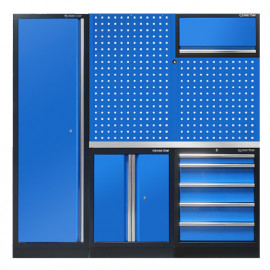 Mobilier d'atelier complet Noir - Bleu - Inox - 10 pcs