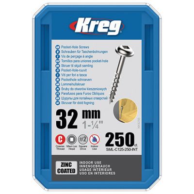 250 vis galvanisés - 8 x 32 mm - filetage épais - Maxi-Loc carré