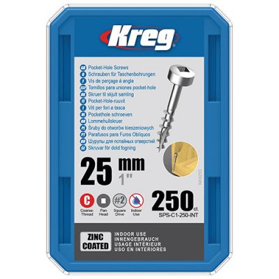 250 vis galvanisés - 6 x 25 mm - filetage épais - Maxi-Loc carré