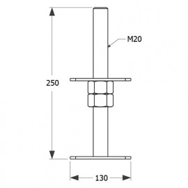 Embase Pied de poteau carrée réglable par vis galvanisé à visser - 130 x 250 x 20 mm