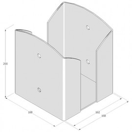Pied de poteau fendu carré galvanisé à visser - Vis de fixation invisibles - 162 x 200 x 3,0 mm