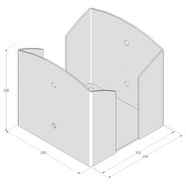 Pied de poteau fendu carré galvanisé à visser - Vis de fixation invisibles - 202 x 200 x 3,0 mm
