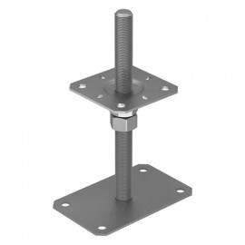 Embase Pied de poteau carrée réglable par vis galvanisé à visser - Fixation rectangulaire - 100 x 160 x 250 x 3,0 mm M20
