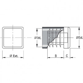 25 Embouts carrés pour poteaux - Intérieur cannelé - 100 x 100 mm - Blanc