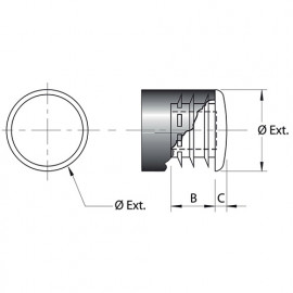 Embout rond à ailettes - Intérieur cannelé - D. 16 mm - Gris