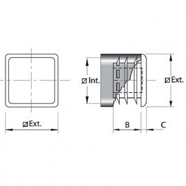 Embout carré à ailettes - Intérieur cannelé - 16 x 16 mm - Blanc