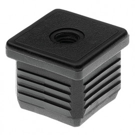 Embout carré - Intérieur fileté M10 - 35 x 35 mm - Noir - Ép. tube 1,6 - 2 mm