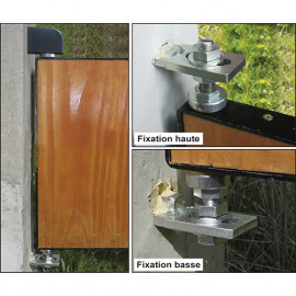 Pivot de portail bois sans seuil fixé à la résine - Kit fixation haute et basse