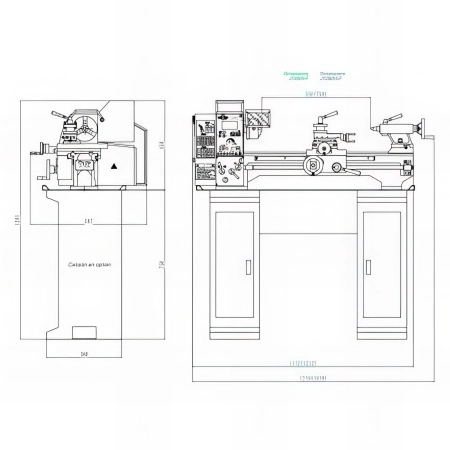 Tour métaux monophasé L. 750 mm - 750 W 230 V 50 Hz