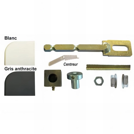 Pivot de portail acier avec seuil fixé à la résine - Carré 25 x 25 mm - Kit fixation haute et basse