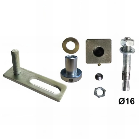 Pivot de portail acier seuil à cheviller - Fixation basse 1 trou - Carré 30x30 mm - Kit haut et bas