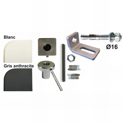 Pivot de portail acier sans seuil à cheviller - Carré 35 x 35 mm - Kit fixation haute et basse 2