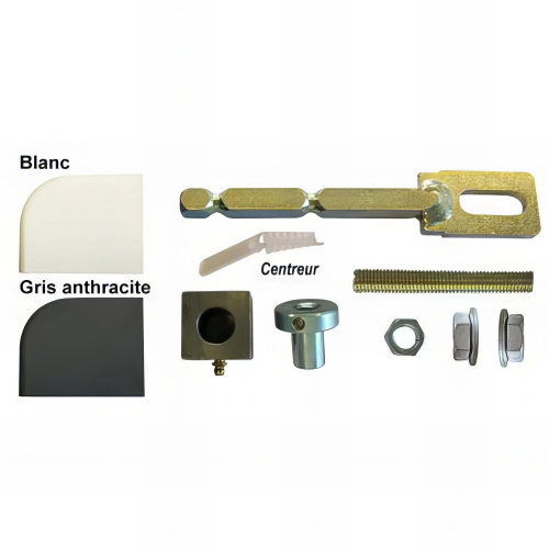 Pivot de portail acier sans seuil fixé à la résine - Carré 35 x 35 mm - Kit fixation haute et basse