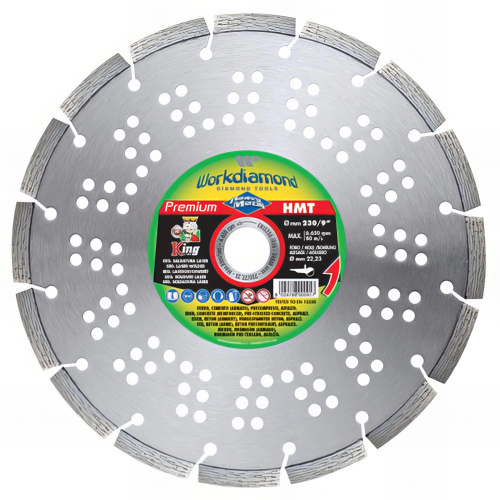 Disque diamant segmenté HMT Heavy Métal - D. 230 x Al. 22,23 x H. 8 mm - Béton armé / Fer / Asphalte