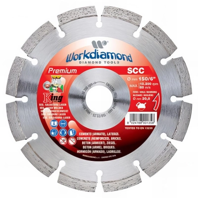 Disque diamant segmenté SCC - D. 150 x Al. 22.23 x H. 10 mm - Béton / Brique - Spécial rainureuse
