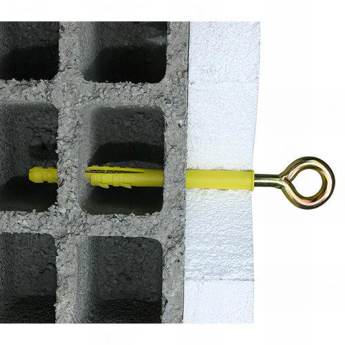 2 Anneaux électricien pour ITE D. 14 mm - Vis D. 7 x 240 mm - Cheville D. 10 x 240 mm