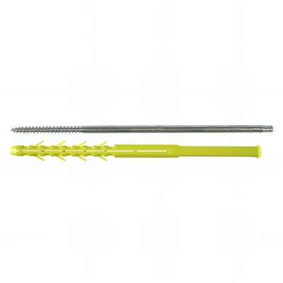 15 Fixations de descente d'eaux pluviales M8 x 350 mm - Cheville D. 10 x 340 mm - Zingué jaune