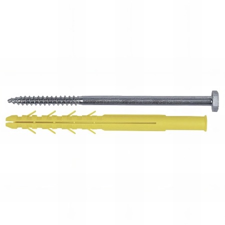25 Chevilles longues CQLT D. 10 x 120 mm + Tirefond D. 7 x 120 mm - Tête hexa. 13 mm - Zingué