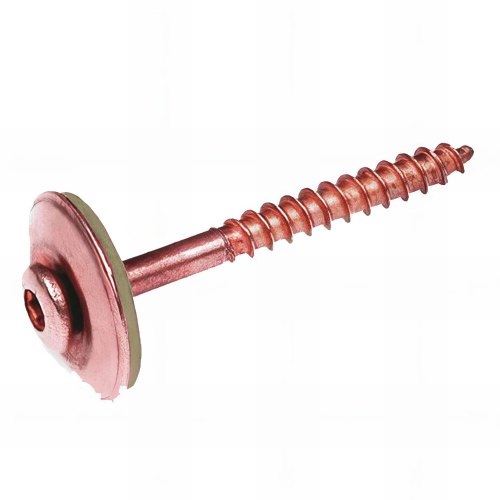 50 Vis à bois T20 pour tuile de rive D. 4,5 x 100 mm + Rondelle étanche D. 20 mm - Inox A2 Cuivré
