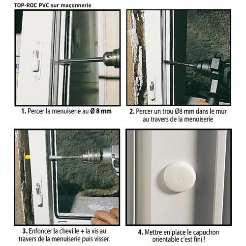 50 Vis et chevilles Top-Roc D. 6 x L. 180 mm et filet L. 45 mm pour menuiseries PVC