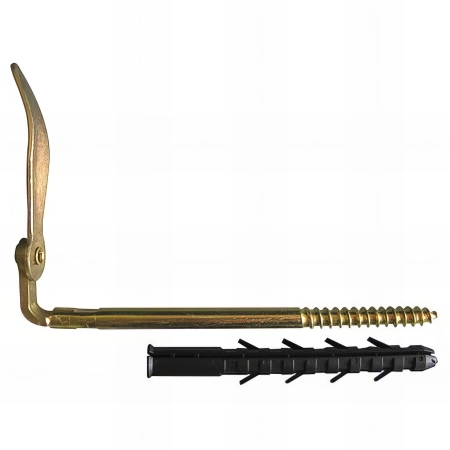 2 Arrêts de volet pour parpaing et brique creuse D. 10 x 190 mm + chev. D. 12x130 mm - Zingué jaune