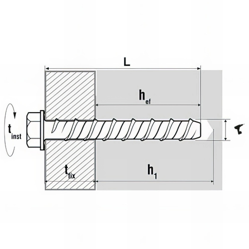 25 vis béton, tête hexagonale à embase, ETE option 1, inox A4 - 12 x 125 mm