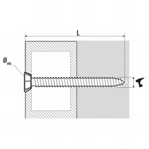 100 vis de fixation directe huisserie, tête fraisée, Inox A4 - 7.5 x 152 mm