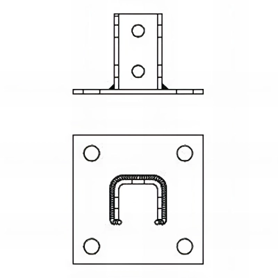 12 supports pour charges lourdes, support base carrée "U" indextrut, zingué - M16 (41 / 21 - 41 / 41) 2