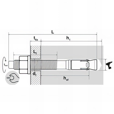 50 goujons d'ancrage, ATE option 1, acier zingué - M12 x 90 mm 2