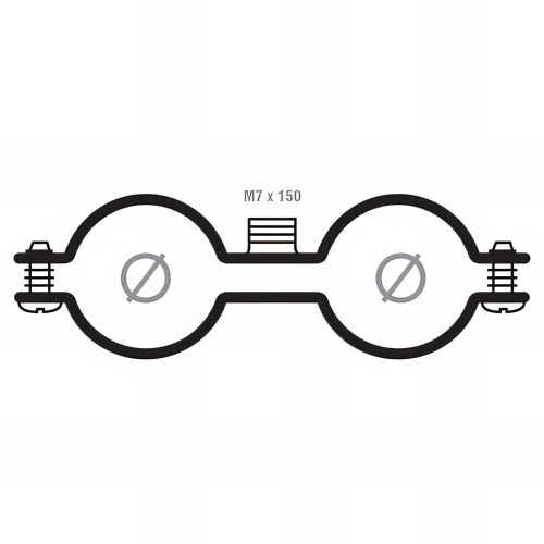 100 colliers de plomberie double M7 x 150 - 14 x 16 mm