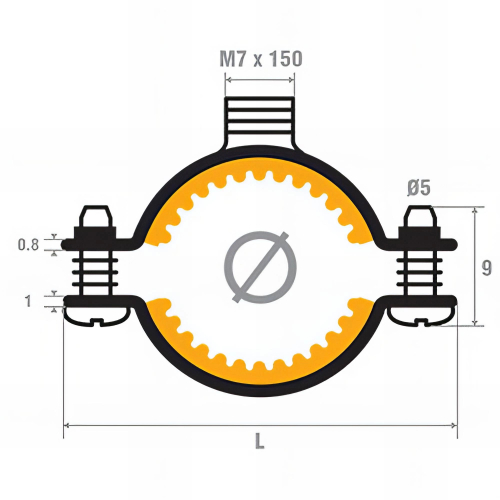 100 colliers de plomberie simple Isophonique M7 X 150 mm - D. 24
