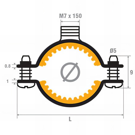 50 colliers de plomberie simple Isophonique M7 X 150 mm - D. 38