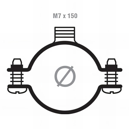 100 colliers de plomberie simple - M7 x 150 mm - D. 25 mm
