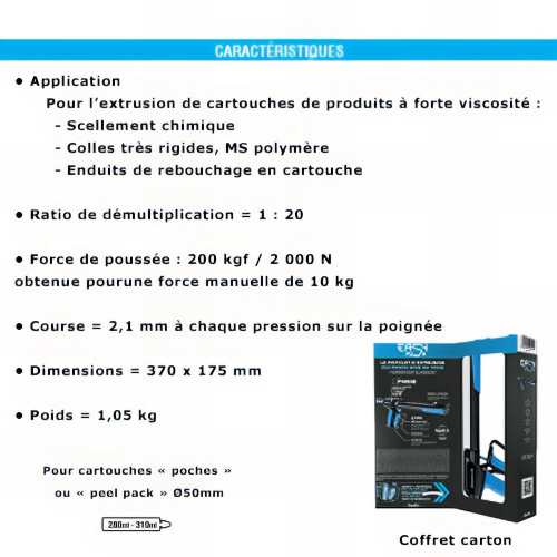 Pistolet d'extrusion ergonomique EASYPUSH300