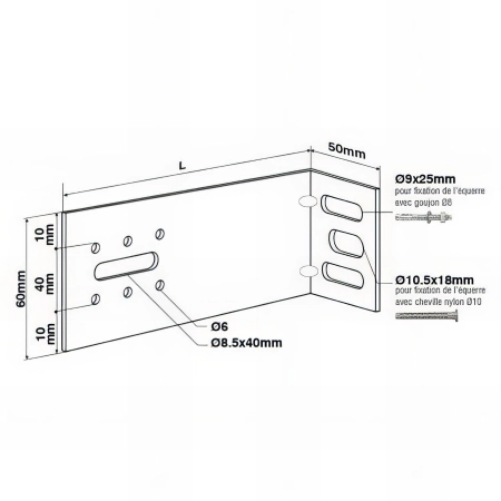 1000 équerres de bardage - L. 200 mm