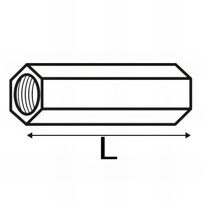 50 raccords de jonctions hexagonal douille femelle/femelle, zingué blanc - M10 x 150 mm L.20 mm 2