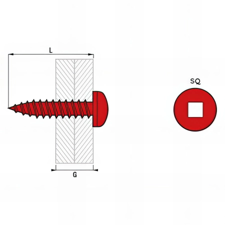 500 vis à tôle tête cylindrique, zingué blanc, SQ2 - 4.2 x 25 mm