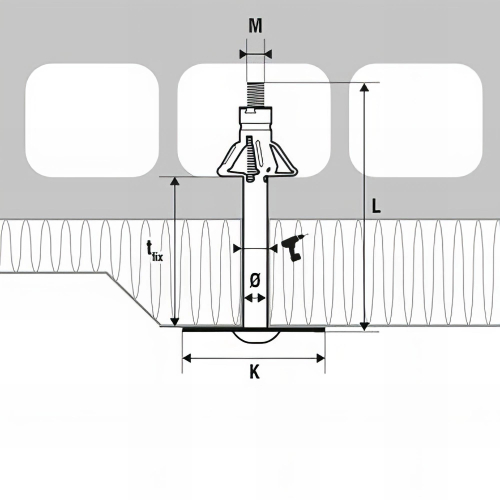 100 fixations d'isolant metallique support creux - M6 x 195 mm