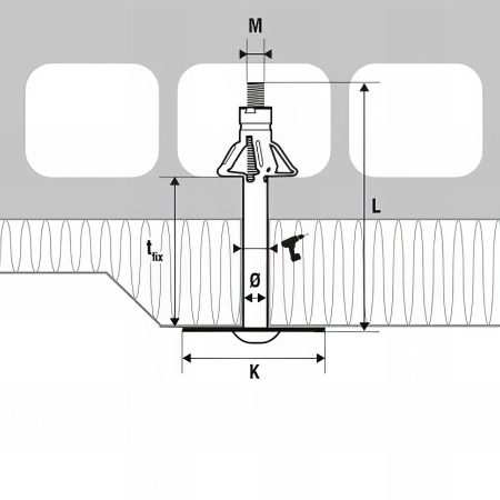 100 fixations d'isolant metallique support creux - M6 x 195 mm