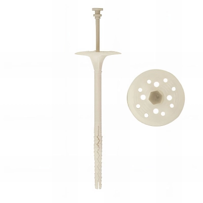 100 fixations d'isolant longue expansion - spéciale maçonnerie - clou polyamide - plastique 10 x 220 mm