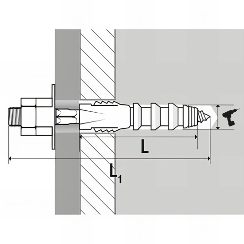 Kit fixation chauffe-eau sur matériaux pleins - 10 x 120 mm