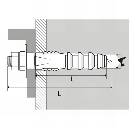 Kit fixation lavabo sur matériaux pleins - 10 x 140 mm